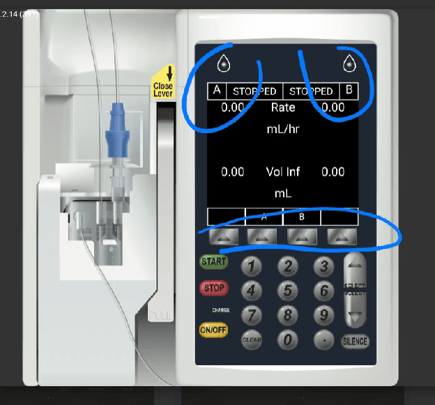 Sigma interface with blue annotations highlighting the channel indicators and soft button controls