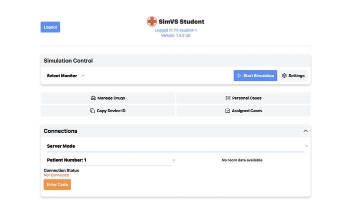 Student tablet showing the Connections panel with Enter Code button