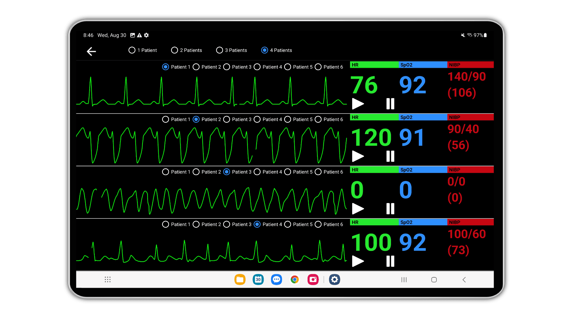 SimVS Telemetry simulation screen