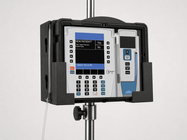 SimVS-IV Line Trainer housing mounted on an IV pole